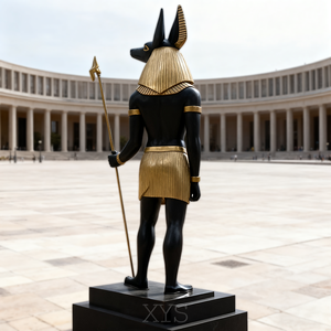 Gran estatua de bronce egipcio de Anubis con impresión de transferencia térmica diseño moderno para la decoración del hogar - Product Image 3