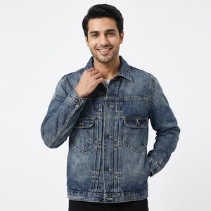 Unique Style Collar Patch Bomber Pilot Blue <b>Denim</b> Jacket Men Jeans <b>Coats</b> Motorcycle Casual Outwear Clothing - Product Image 1