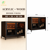 Armoire à vin Joystar à double porte vitrée, finition bois et acrylique brun, LED RGB, contrôle Bluetooth, KD pour restaurant