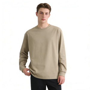 <span class=keywords><strong>เสื้อ</strong></span><span class=keywords><strong>ยืด</strong></span>แขนยาวผ้าฝ้ายหนา 260 กรัม สำหรับฤดูใบไม้ผลิและฤดูใบไม้ร่วง แบบยูนิเซ็กซ์ สีพื้นเรียบง่าย คอกลม ใส่เป็นเสื้อตัวในได้ ใส่สบาย - Product Image 4
