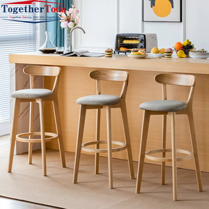 Tabouret de bar en bois luxueux et personnalisable à dossier bas pour la maison, la cuisine, les restaurants et les salles à manger - Vente en gros - Product Image 4