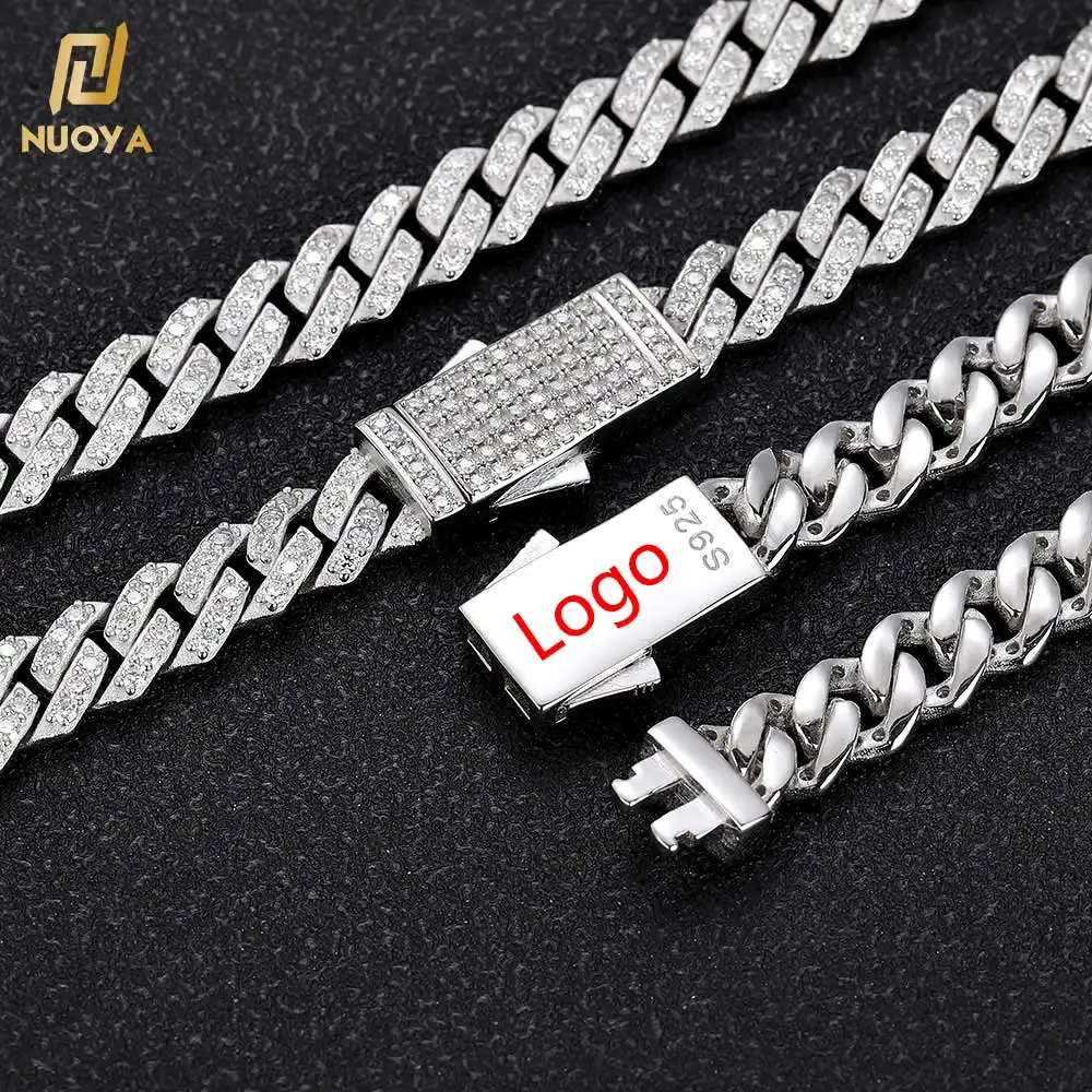 NUOYA 8mm Pass Diamond Tester VVS Moissan ite Kette für Frauen Sterling Silber Cuban Link Armband