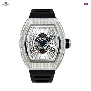 Montre mécanique de luxe en forme de tonneau sertie de diamants - Montre pour homme, étanche, lumineuse, qualité supérieure, vente en gros par le fabricant - Product Image 3