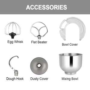 Robot culinaire électrique de cuisine domestique 5QT 300W en acier inoxydable 8 vitesses faible bruit sur socle/table petit mélangeur à pâte pour gâteaux énergie - Product Image 6