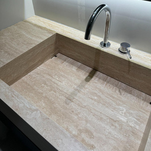 Meuble de salle de bain avec vasque intégrée en ardoise travertin, combinaison pour hôtel et B&B - Product Image 3