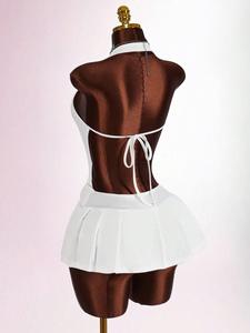 Robe de soirée courte plissée sexy à dos nu et décolleté plongeant Viviblook Z0109DS01 pour femmes - Product Image 5