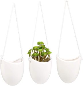 Planteur mural suspendu en céramique <span class=keywords><strong>blanche</strong></span>, 3 niveaux, avec corde, livraison gratuite - Product Image 5
