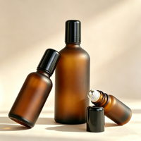 Flacon roll-on en verre ambré givré de 5 ml, 10 ml, 15 ml, 20 ml, 30 ml, 50 ml, 100 ml pour huiles essentielles et parfums avec bouchon