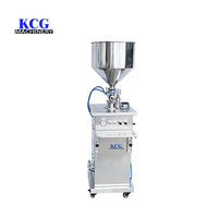 Machine de remplissage de liquides pneumatique semi-automatique verticale avec trémie en acier inoxydable pour jus, sauces et huiles comestibles