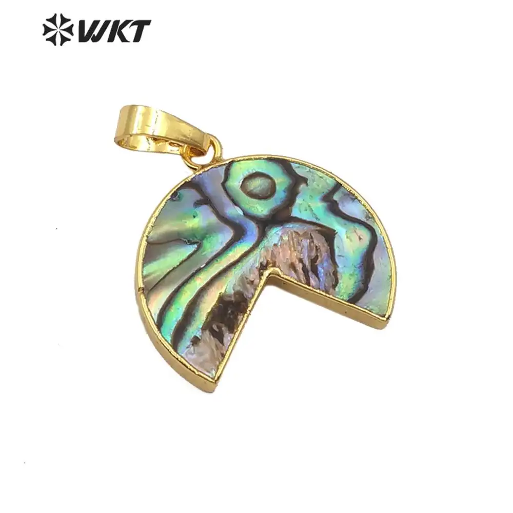 WT-JP180 Thiết Kế Mới Tự Nhiên Bào Ngư Shell Horn Pendant 18K Mạ Vàng Stylish Phụ Nữ Charm Trang Sức Bào Ngư Shell Pendant