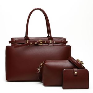 Ensemble de sacs à main pour femmes, 3 pièces, grande capacité, décontracté, imperméable, sac à main pour le travail, sac bandoulière, portefeuille court, fermeture à glissière - Product Image 4