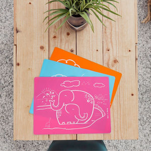 Custom 3D Embossed Logo Silicone Baby <b>Placemat</b> Anti-Spill, Waterproof Cute Square Design - Product Image 1