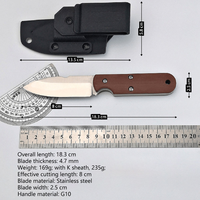 Couteau de chasse à lame fixe très vendu pour l'extérieur, en acier 5Cr13, à pointe tombante, avec manche G10, couteau de survie et de camping avec étui Kydex