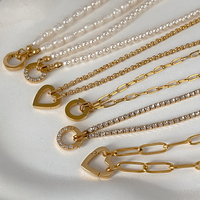 eManco PVD Or 14K Fermoir Cœur Creux en Acier Inoxydable Anti-ternissement, Pièces de Bijoux pour Collier de Perles DIY à Combiner