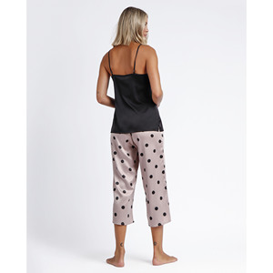 ADMAS CLASSIC elegante puntos sólido estampado verano ropa de dormir para mujer transpirable Spandex Palazzo pijama con cierre de cordón - Product Image 3