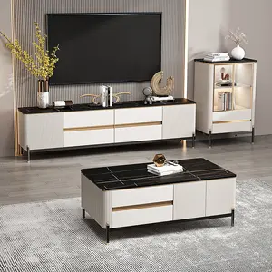 Luxury Modern Design Marble Wooden Furniture Wood Television Table Tv Cabinet Stand For Living Room