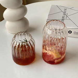 Tasses en verre borosilicate à rayures verticales, pour boissons froides, eau, café japonais - Product Image 5