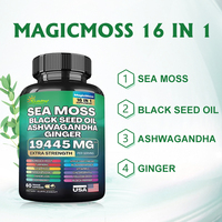 Capsule de Complexe Ginseng Ashwagandha 12-en-1 pour Hommes, à base d'Huile de Nigelle, d'Ashwagandha, de Gingembre et de Mousse de Mer, Vente en Gros OEM/ODM