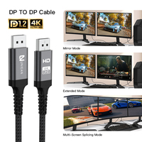 1m 2m 3m Câble DP à DP 1.2 Displayport à Displayport Coque en alliage d'aluminium Câble 4K tressé à la mode pour moniteur d'ordinateur HDTV