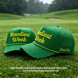 Casquette de baseball OEM personnalisée avec broderie 3D, 5 panneaux, réglable, à fermeture snapback, avec trou découpé au laser, pour le golf et les activités de plein air - Product Image 4