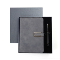 Ensemble cadeau de journal en cuir PU personnalisé haut de gamme avec logo en relief, carnet à couverture rigide A5 et stylo en métal doré, kit de bureau de luxe