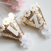 Chapeau d'anniversaire en tissu durable pour senior, motif marguerite, pour bébé fille et animaux de compagnie, prix d'usine, usage intérieur
