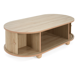 Mesa Auxiliar Ovalada Larga y Elegante de Madera Maciza con Encanto Retro, Diseño Moderno, Color Natural, Altura Ajustable, Fácil de Limpiar - Product Image 5