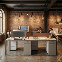 Bureau compact pour personnel, panneau écologique de qualité E1, bande PVC de 2 mm, colle thermofusible importée, rangement latéral, table de bureau