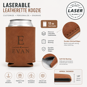Portabottiglie in similpelle personalizzabili <span class=keywords><strong>al</strong></span> laser da 12 oz, vuoti, in finta pelle, per lattine di birra, regali promozionali aziendali - Product Image 3