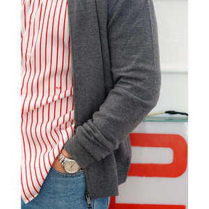 Suéter Heyfoo para Hombre, con Cierre, Mezcla de Cachemira, Gris-2, Logotipo y Patrón Bordados, Tejido de Punto, Invierno/Otoño, Suministro ODM, Material de Mohair - Product Image 2