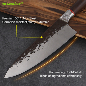 SUNSHINE professionale coltello da cucina Set legno ebano manico in acciaio inox carne grande coltello forgiato Chef macellaio con guaina in pelle - Product Image 2