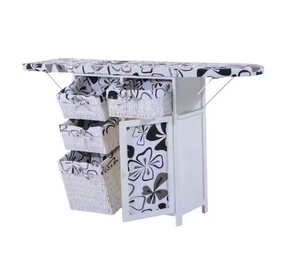 Hot Wholesale Chinese Factory Cheap Wooden Ironing Board Ironing <strong>Storage</strong> Cabinet <strong>With</strong> <strong>Wicker</strong> <strong>Drawers</strong> - Product Image 5