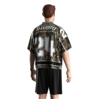 Jersey Sepak Bola Amerika Desain Retro untuk Pria, Bahan Mesh Bernapas, untuk Pertemuan Penggemar dan Pertandingan