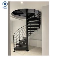 Prix des escaliers en colimaçon Prima Villa, escaliers modernes en métal pour l'extérieur, escaliers intérieurs en bois noir, style extérieur en fer forgé personnalisé