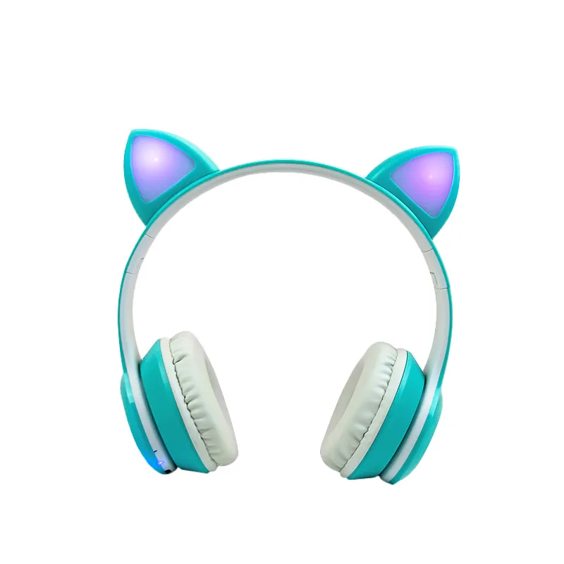 wholesale foldable portable long battery silent party custom headphone RGB glowing cat ear cute