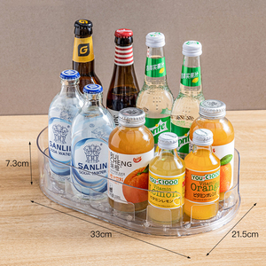 Organizador Giratorio para Refrigerador, <span class=keywords><strong>Bandeja</strong></span> de Almacenamiento de Plástico Transparente con Rotación de 360 Grados para Condimentos, Frascos y Botellas de Cocina - Product Image 3