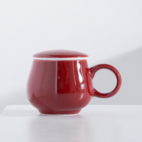 Tasse à café ou à thé en porcelaine émaillée de couleur personnalisée en forme de pomme, avec infuseur et couvercle, 360 ml, style chinois, emballage en boîte cadeau