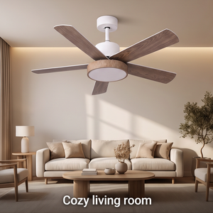 Ventilateur de plafond LED <span class=keywords><strong>ProBreeze</strong></span>, 5 pales, style européen moderne, corps en plastique, 52 pouces, silencieux, moteur DC 6 vitesses, avec variateur d'intensité - Product Image 2