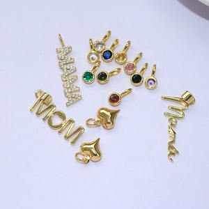 Pendentifs CZ9370 Mini Breloques Zirconium Cubique Plaqué Or avec Pierre de Naissance pour la Fabrication de Bijoux, Fournitures de Bijoux Fête des Mères - Product Image 1