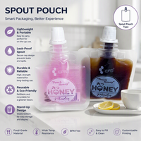Sachets de jus transparents miniatures personnalisés en PET+PA+PE, étanches, avec bec verseur, pour eau potable, lait et gelée - Vente en gros