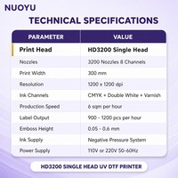 Imprimante UV DTF HD3200 à tête unique pour effets 3D, machine de transfert de film TPU rouleau à rouleau de 30 cm pour l'industrie du vêtement