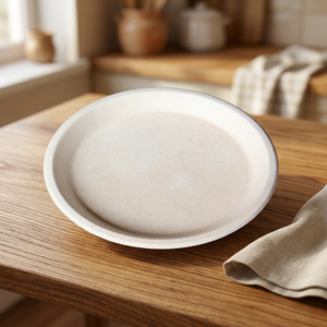 Assiette Ronde Jetable en Bagasse Naturelle de 11 Pouces – Vaisselle Écologique Biodégradable en Fibre de Canne à Sucre Robuste - Product Image 6