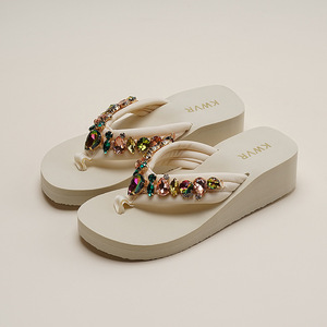 Sandalias de Plataforma con Pedrería para Mujer, Estilo Verano, Nuevas, con Tacón de Cuña, Antideslizantes, para Playa - Product Image 2
