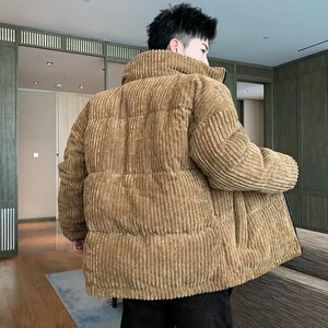 2024 Custom Men's <b>Corduroy</b> Winter <b>Jacket</b> for Outdoor Work and Hiking Breathable with Zipper Closure Plus Size Print Pattern - Product Image 1