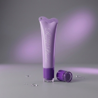 Tube de brillant à lèvres violet ondulé de 15 ml avec embout incliné et trou de suspension, tube cosmétique souple pour baume à lèvres