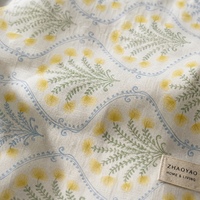Nappe rustique jaune tissée écologique avec motif texturé crème pour salle à manger style ferme