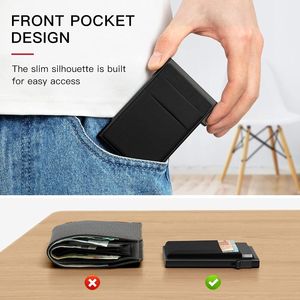 Portefeuille en métal Pop-up pour homme, fin et minimaliste, à poser dans la poche avant, avec <span class=keywords><strong>protection</strong></span> RFID, porte-cartes de crédit avec fermeture à bouton, étui pour <span class=keywords><strong>carte</strong></span> d'identité en aluminium - Product Image 5