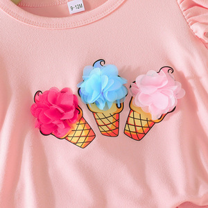 Conjunto de Dos Piezas Casual de Verano para Bebés Niñas, Transpirable, con Blusa de Manga Corta con Volantes y Flores, para Ropa de Bebé - Product Image 3