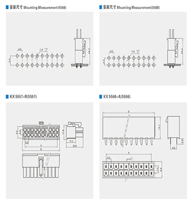 Konektor terminal elektrik konektor kabel ke papan kawat pitch 4.2mm