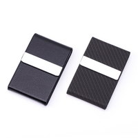 Porte-cartes de visite en cuir PU avec blocage RFID, étui pour cartes de visite en métal fin, porte-cartes de visite